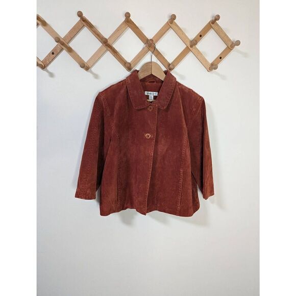 Coldwater Creek Women's Suede Leather Double Button 3/4 Sleeve Jacket - Size PXL - Picture 1 of 9